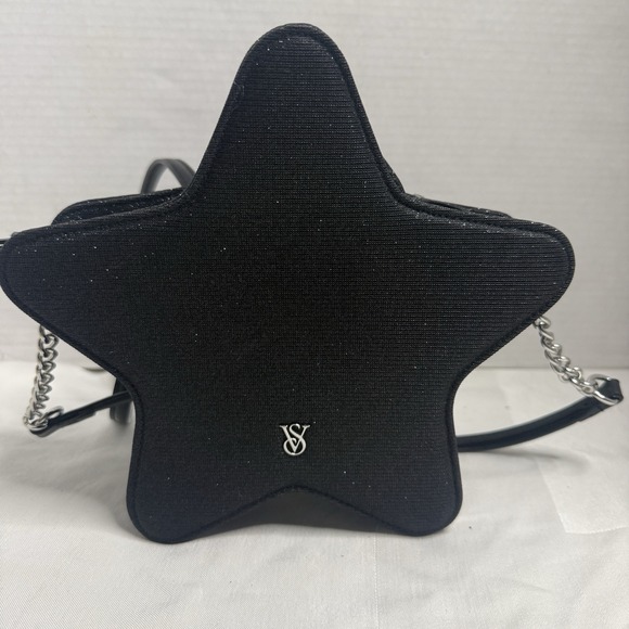 Victoria's Secret Handbags - VICTORIA'S SECRET STAR CROSSBODY BAG GLITTER BLACK Sparkle Chain Party Glam VS